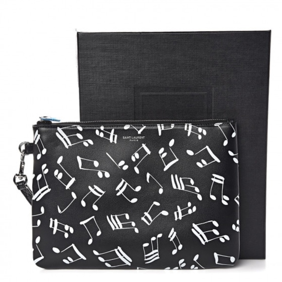 Saint Laurent Handbags - SAINT LAURENT Calfskin Musical Notes Zip Pouch